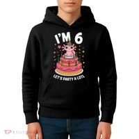 I'm 6 Birthday Axolotl Party 6th Birthday Cute Axolotl Kids Hoodie thumb 4