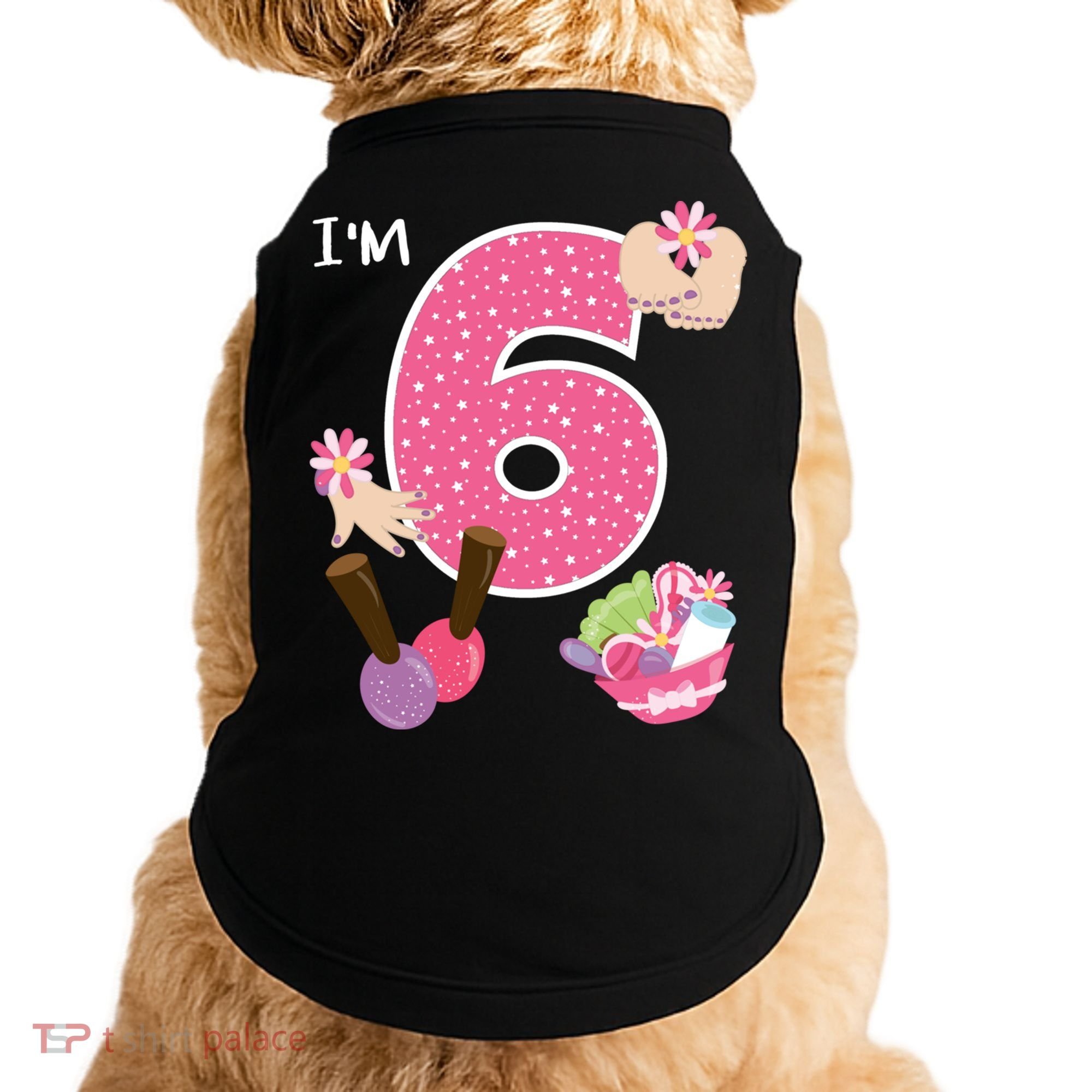 I'm 6 Spa Party Birthday Nail Polish Makeup Birthday Gift Doggie Tank
