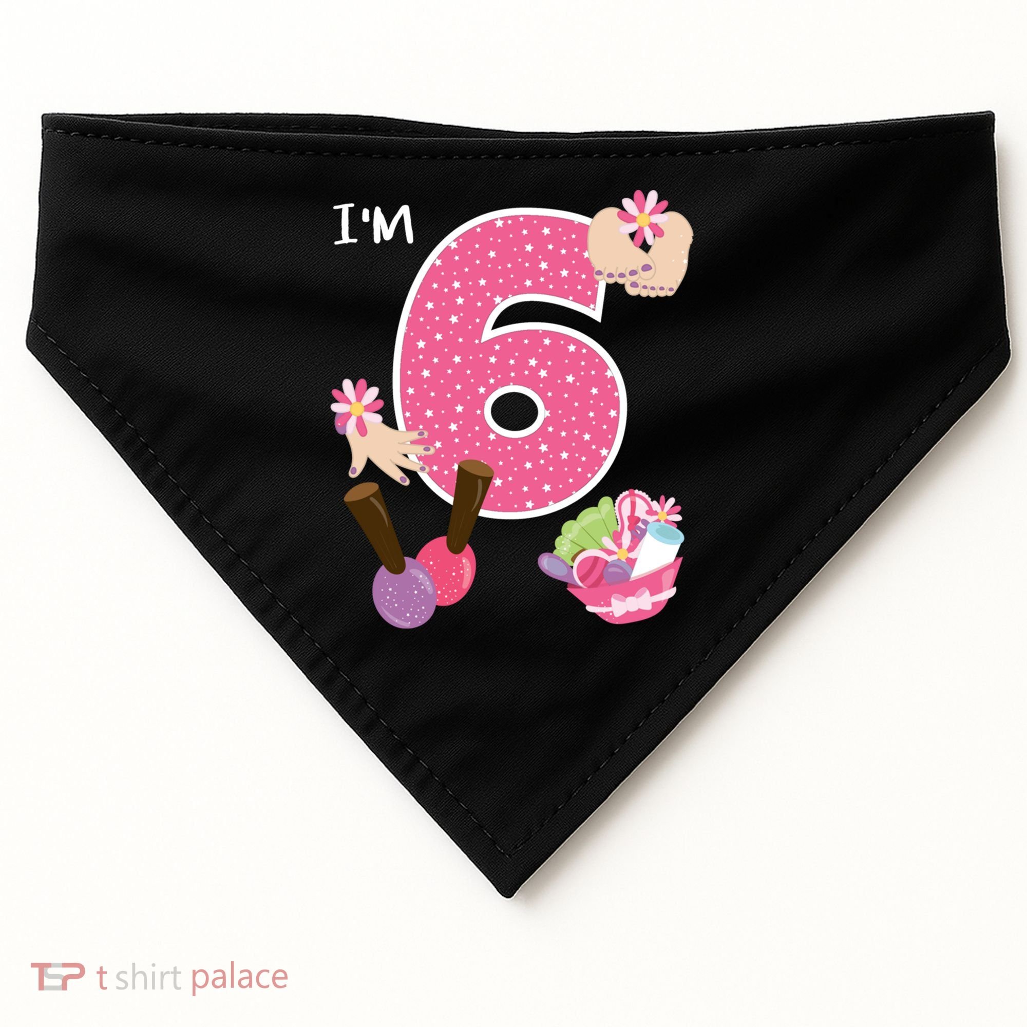 I'm 6 Spa Party Birthday Nail Polish Makeup Birthday Gift USA-Made Doggie Bandana