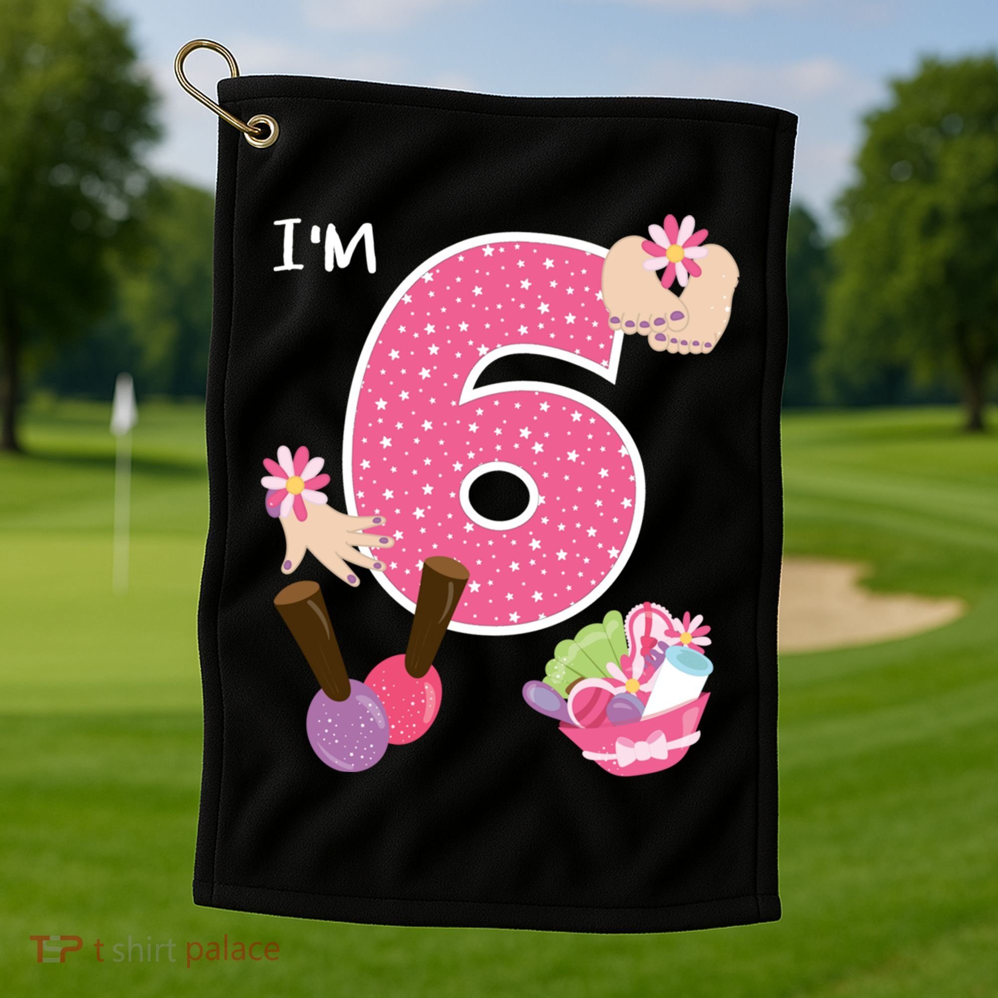 I'm 6 Spa Party Birthday Nail Polish Makeup Birthday Gift Golf Towel