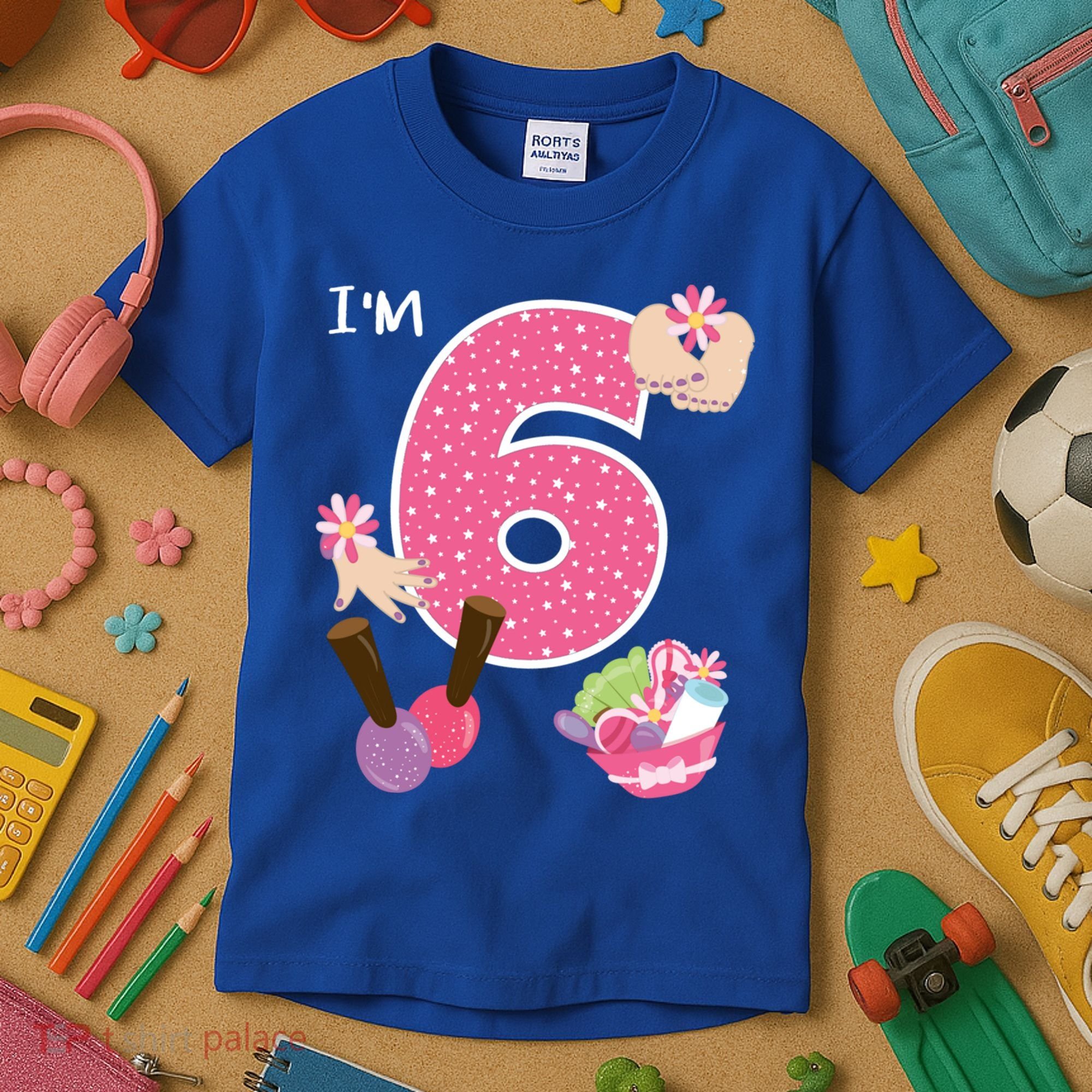 I'm 6 Spa Party Birthday Nail Polish Makeup Birthday Gift Kids T-Shirt