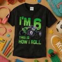 IM 6 This Is How I Roll Monster Truck 6th Birthday Kids T-Shirt thumb 3