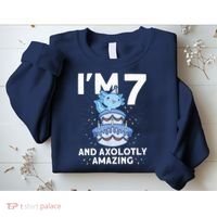 I'm 7 Bday Axolotl Party Cute 7th Birthday Axolotl Sweatshirt thumb 2