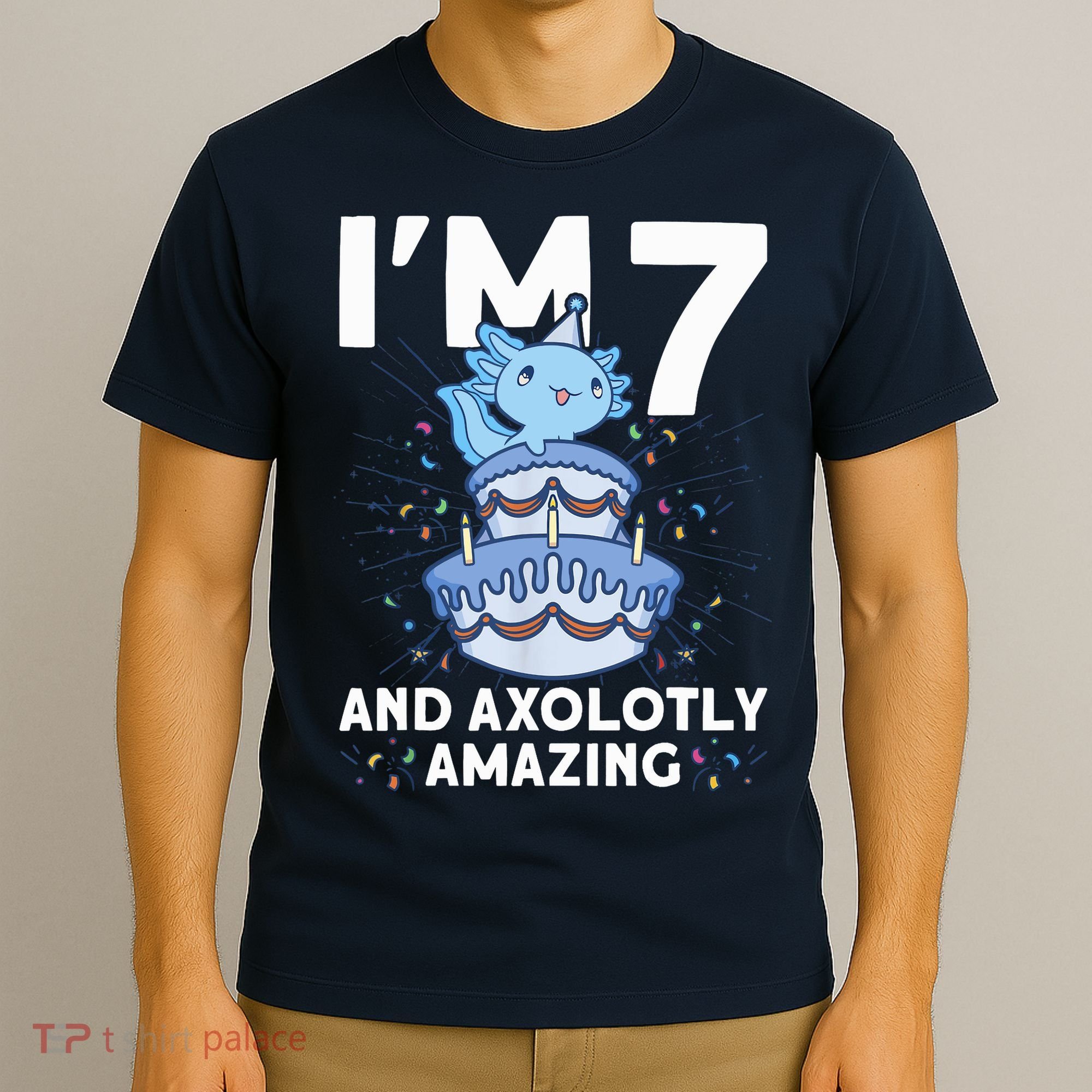 I'm 7 Bday Axolotl Party Cute 7th Birthday Axolotl T-Shirt