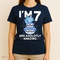 I'm 7 Bday Axolotl Party Cute 7th Birthday Axolotl T-Shirt thumb 4