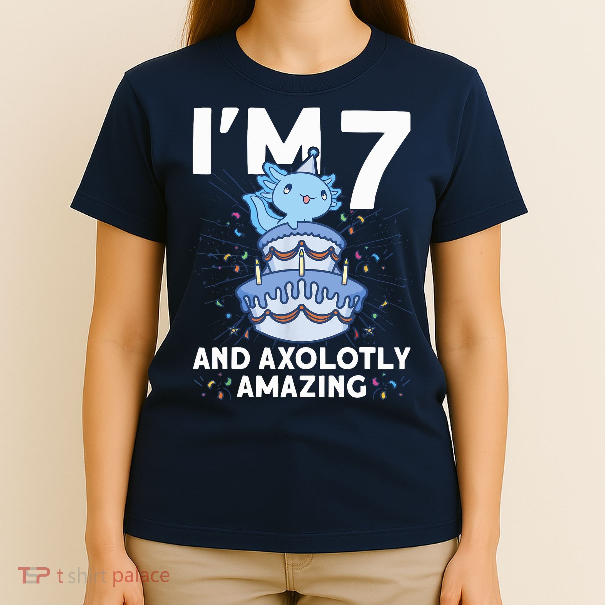I'm 7 Bday Axolotl Party Cute 7th Birthday Axolotl T-Shirt
