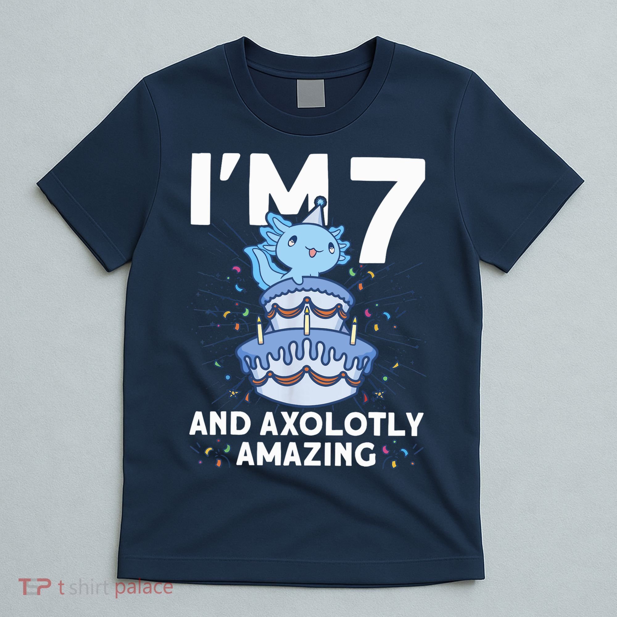 I'm 7 Bday Axolotl Party Cute 7th Birthday Axolotl T-Shirt