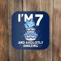 I'm 7 Bday Axolotl Party Cute 7th Birthday Axolotl Coaster thumb 0