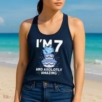 I'm 7 Bday Axolotl Party Cute 7th Birthday Axolotl Women's Tank Top thumb 2