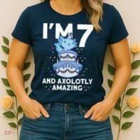 I'm 7 Bday Axolotl Party Cute 7th Birthday Axolotl Women's T-Shirt thumb 2