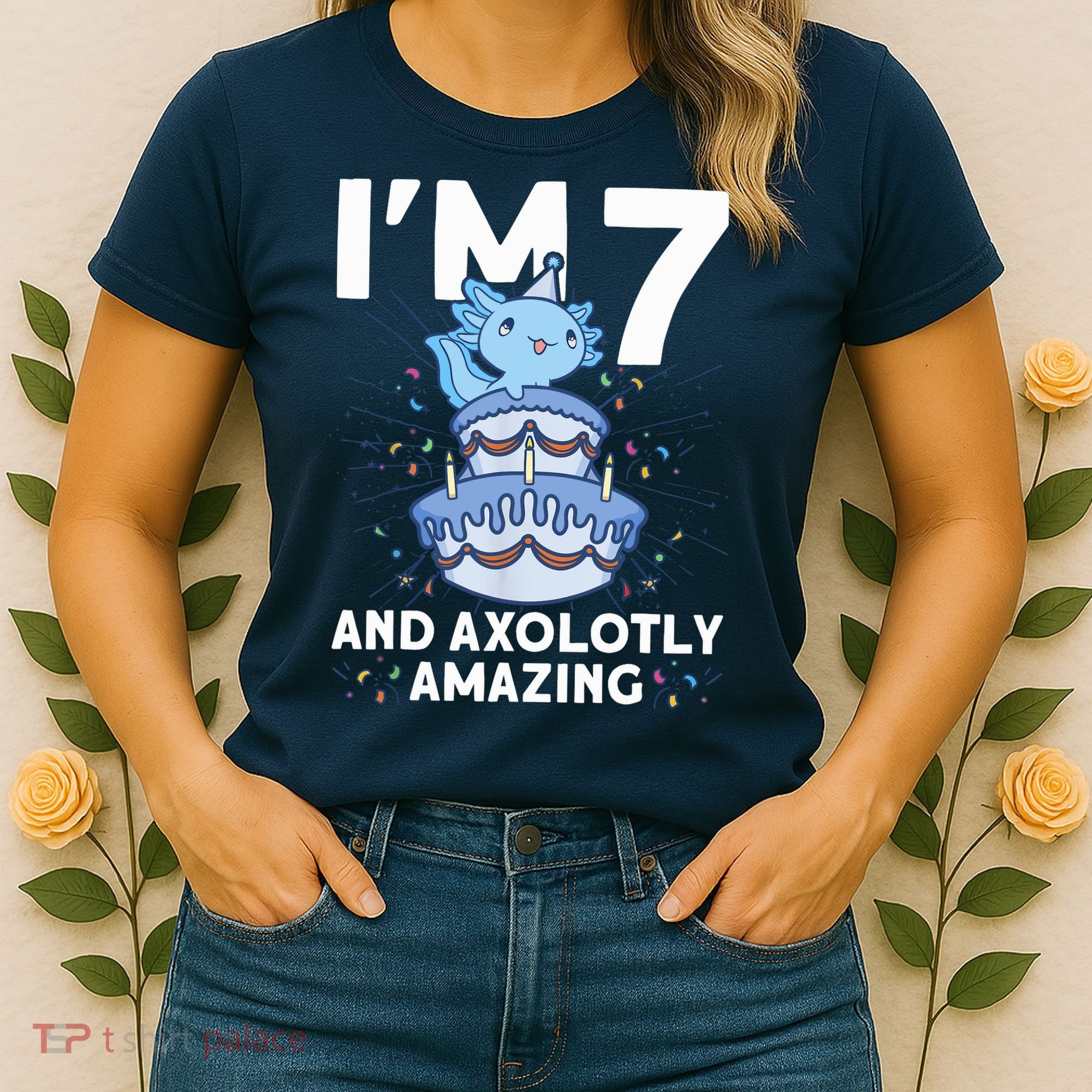 I'm 7 Bday Axolotl Party Cute 7th Birthday Axolotl Women's T-Shirt