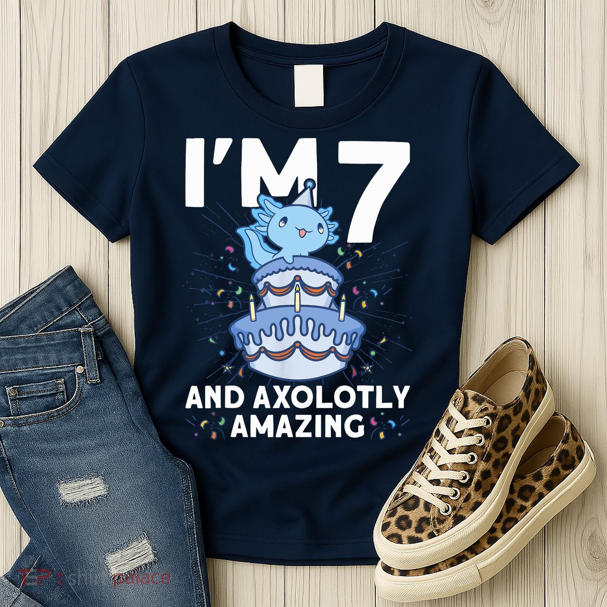 I'm 7 Bday Axolotl Party Cute 7th Birthday Axolotl Women's T-Shirt
