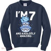 I'm 7 Bday Axolotl Party Cute 7th Birthday Axolotl Kids Sweatshirt thumb 0