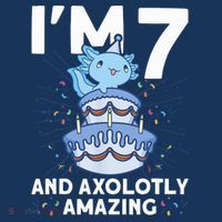 I'm 7 Bday Axolotl Party Cute 7th Birthday Axolotl Kids Sweatshirt thumb 2