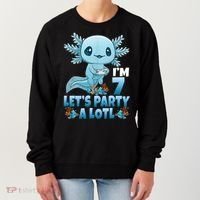 I'm 7 Let's Party A Lotl 7th Birthday 7 Year Old Axolotl Women's Sweatshirt thumb 0
