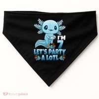I'm 7 Let's Party A Lotl 7th Birthday 7 Year Old Axolotl USA-Made Doggie Bandana thumb 0