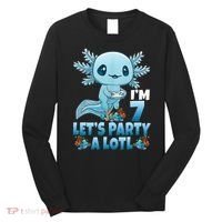 I'm 7 Let's Party A Lotl 7th Birthday 7 Year Old Axolotl Long Sleeve Shirt thumb 0