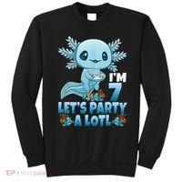 I'm 7 Let's Party A Lotl 7th Birthday 7 Year Old Axolotl Sweatshirt thumb 0