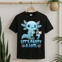 I'm 7 Let's Party A Lotl 7th Birthday 7 Year Old Axolotl T-Shirt thumb 2