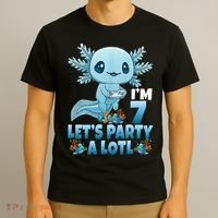 I'm 7 Let's Party A Lotl 7th Birthday 7 Year Old Axolotl T-Shirt thumb 3