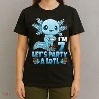I'm 7 Let's Party A Lotl 7th Birthday 7 Year Old Axolotl T-Shirt thumb 4