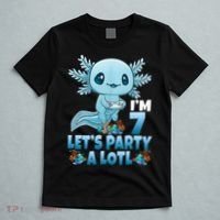 I'm 7 Let's Party A Lotl 7th Birthday 7 Year Old Axolotl T-Shirt thumb 5