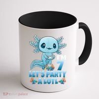 I'm 7 Let's Party A Lotl 7th Birthday 7 Year Old Axolotl Coffee Mug thumb 1