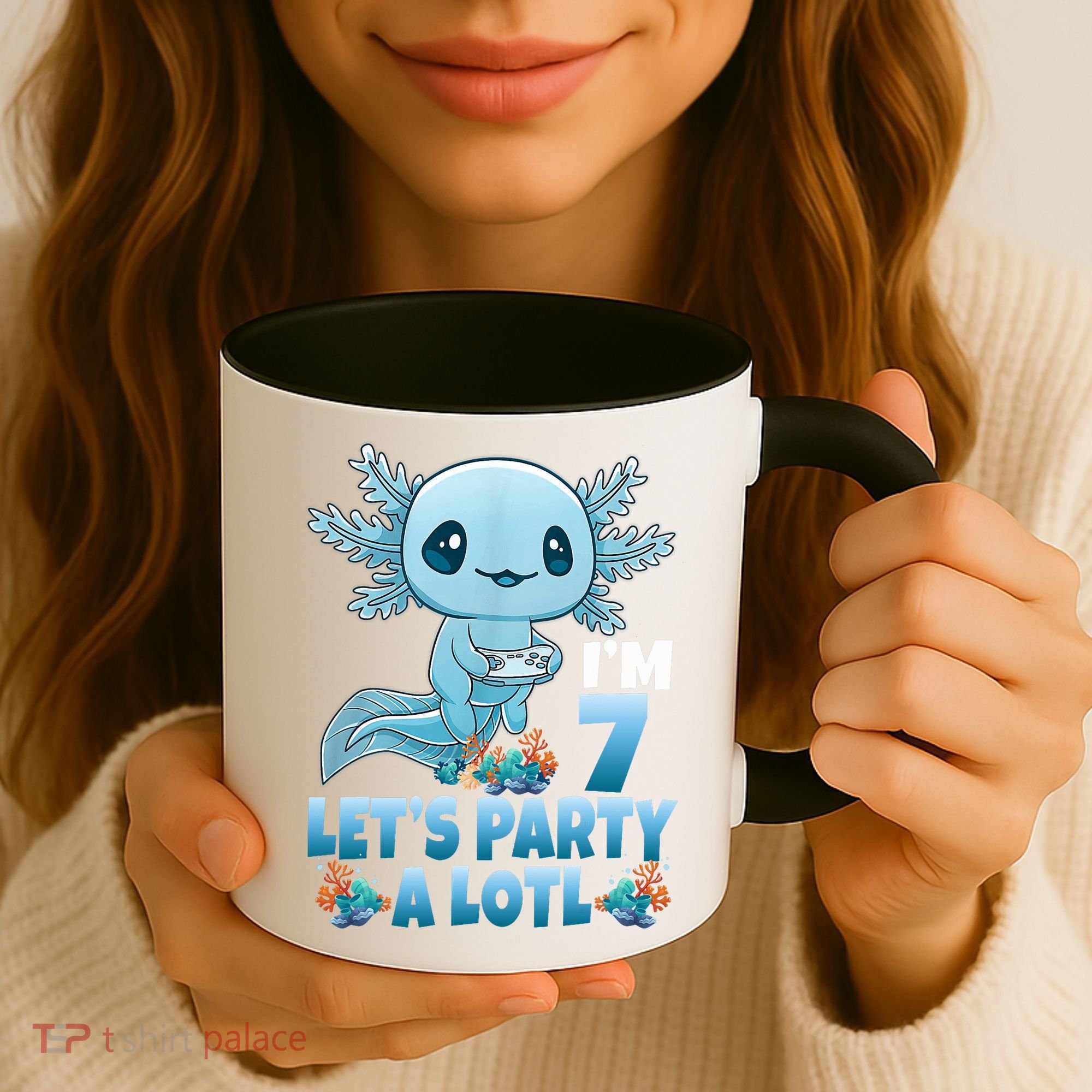 I'm 7 Let's Party A Lotl 7th Birthday 7 Year Old Axolotl Coffee Mug
