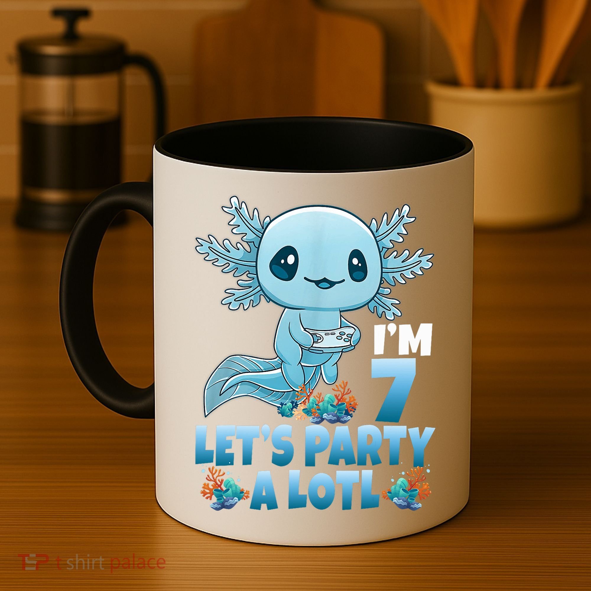 I'm 7 Let's Party A Lotl 7th Birthday 7 Year Old Axolotl Coffee Mug