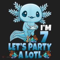 I'm 7 Let's Party A Lotl 7th Birthday 7 Year Old Axolotl Beanie thumb 2