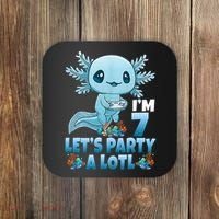 I'm 7 Let's Party A Lotl 7th Birthday 7 Year Old Axolotl Coaster thumb 0