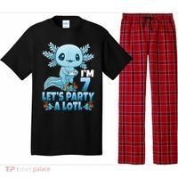 I'm 7 Let's Party A Lotl 7th Birthday 7 Year Old Axolotl Pajama Set thumb 0