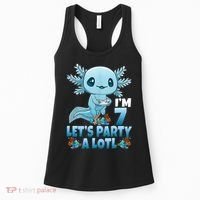 I'm 7 Let's Party A Lotl 7th Birthday 7 Year Old Axolotl Women's Tank Top thumb 0