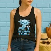 I'm 7 Let's Party A Lotl 7th Birthday 7 Year Old Axolotl Women's Tank Top thumb 2
