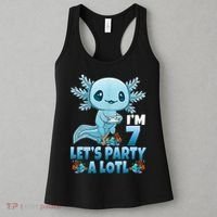 I'm 7 Let's Party A Lotl 7th Birthday 7 Year Old Axolotl Women's Tank Top thumb 3
