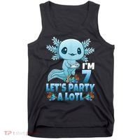 I'm 7 Let's Party A Lotl 7th Birthday 7 Year Old Axolotl Tank Top thumb 0
