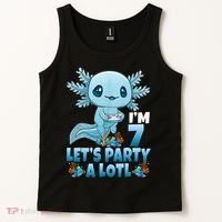 I'm 7 Let's Party A Lotl 7th Birthday 7 Year Old Axolotl Tank Top thumb 2