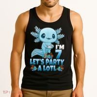 I'm 7 Let's Party A Lotl 7th Birthday 7 Year Old Axolotl Tank Top thumb 3