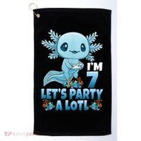 I'm 7 Let's Party A Lotl 7th Birthday 7 Year Old Axolotl Golf Towel thumb 0