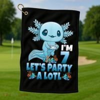 I'm 7 Let's Party A Lotl 7th Birthday 7 Year Old Axolotl Golf Towel thumb 1