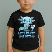 I'm 7 Let's Party A Lotl 7th Birthday 7 Year Old Axolotl Toddler T-Shirt thumb 2