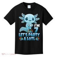 I'm 7 Let's Party A Lotl 7th Birthday 7 Year Old Axolotl Kids T-Shirt thumb 0