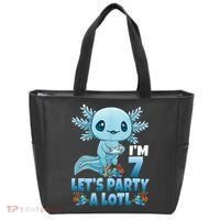 I'm 7 Let's Party A Lotl 7th Birthday 7 Year Old Axolotl Tote Bag thumb 0