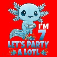 I'm 7 Let's Party A Lotl 7th Birthday 7 Year Old Axolotl Santa Hat thumb 1