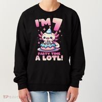 I'm 7 Seven Years Old Cute Kawaii Axolotl 7th Birthday Party Women's Sweatshirt thumb 0