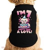 I'm 7 Seven Years Old Cute Kawaii Axolotl 7th Birthday Party Doggie Tank thumb 0
