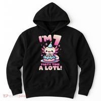 I'm 7 Seven Years Old Cute Kawaii Axolotl 7th Birthday Party Hoodie thumb 0