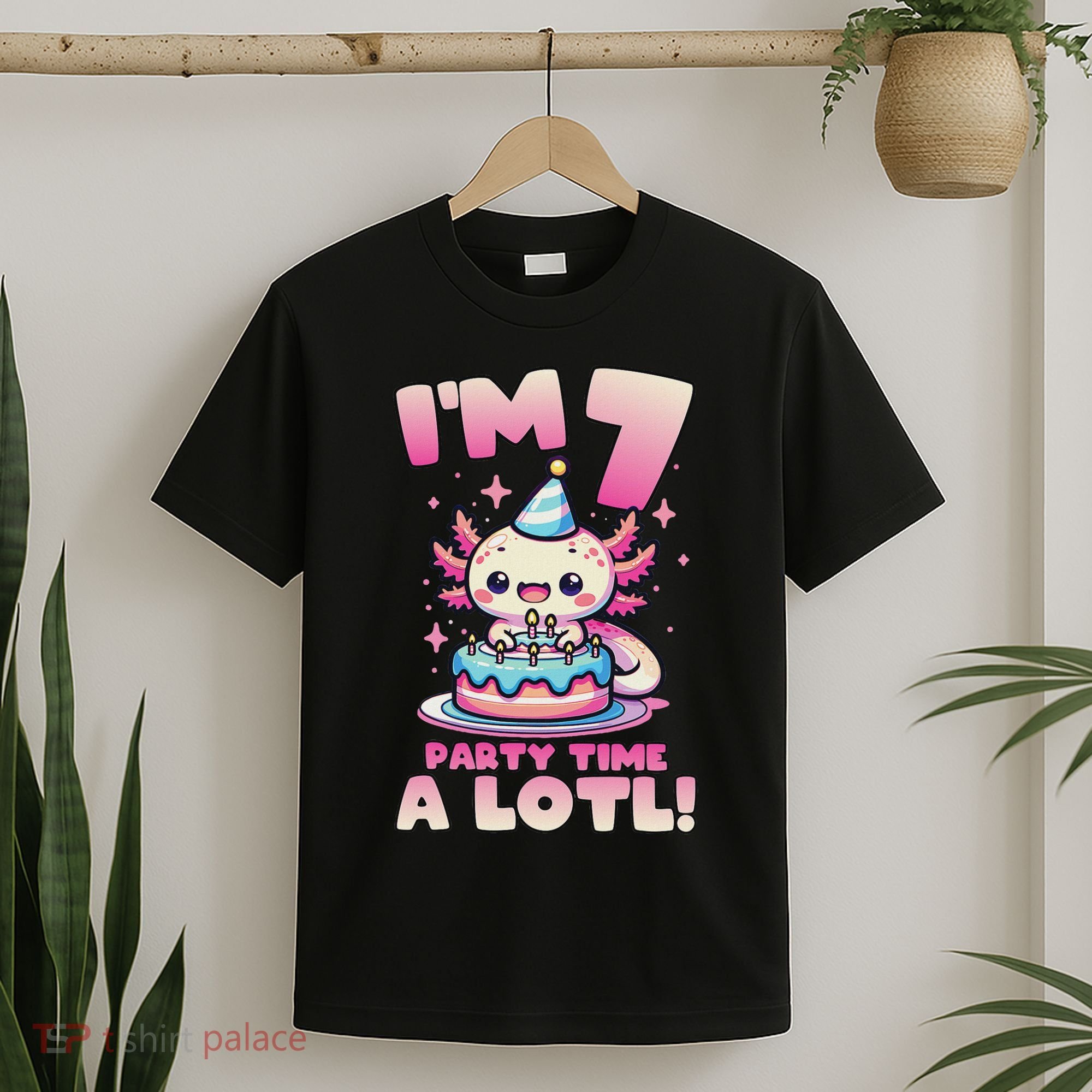 I'm 7 Seven Years Old Cute Kawaii Axolotl 7th Birthday Party T-Shirt