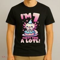 I'm 7 Seven Years Old Cute Kawaii Axolotl 7th Birthday Party T-Shirt thumb 3