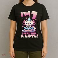I'm 7 Seven Years Old Cute Kawaii Axolotl 7th Birthday Party T-Shirt thumb 4